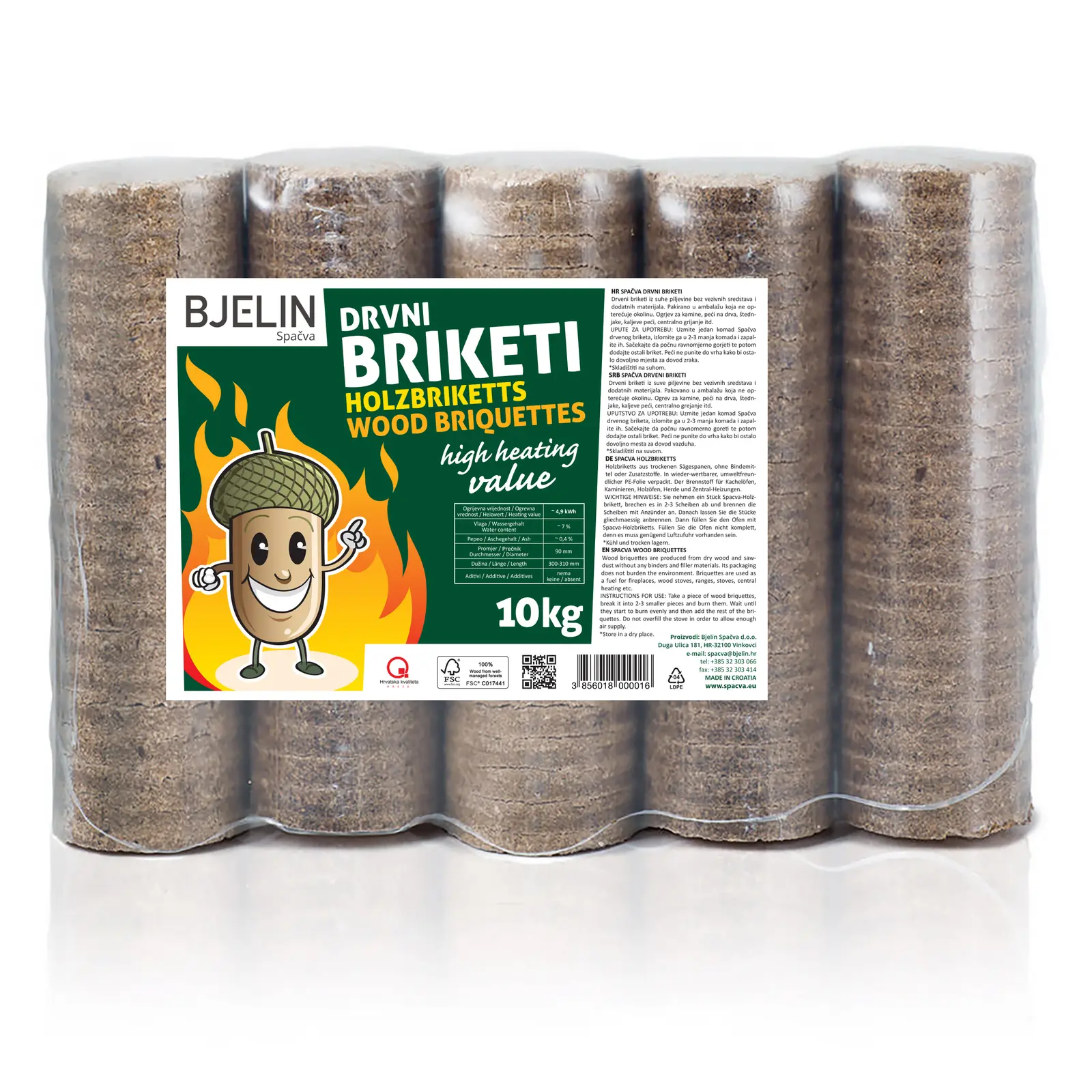 SPAČVA DRVNI BRIKET  hrast 100% DOSTAVA