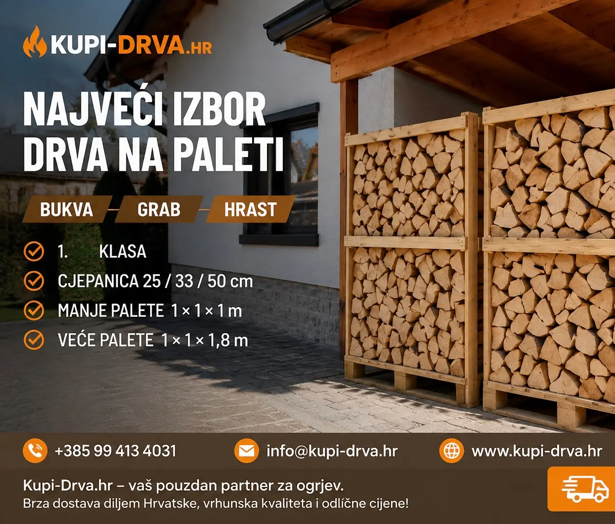 Najveći izbor drva na paleti u Hrvatskoj – vrhunska kvaliteta za maksimalnu toplinu